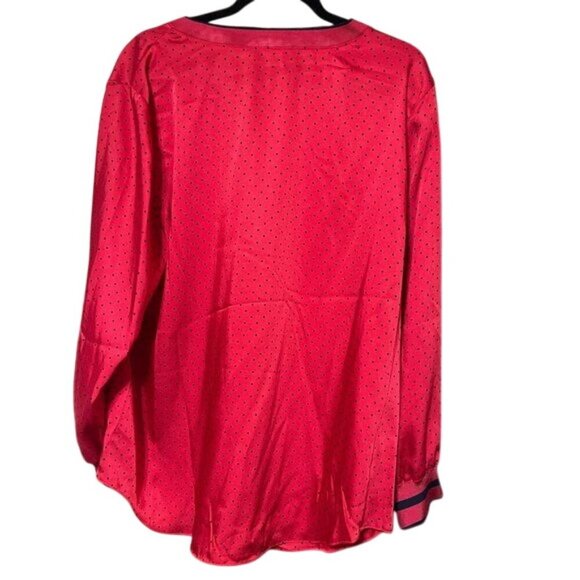 Lauren Ralph Lauren Polka Dot Silky Top Pullover Red Navy Womens Plus Size 2X - Picture 2 of 8